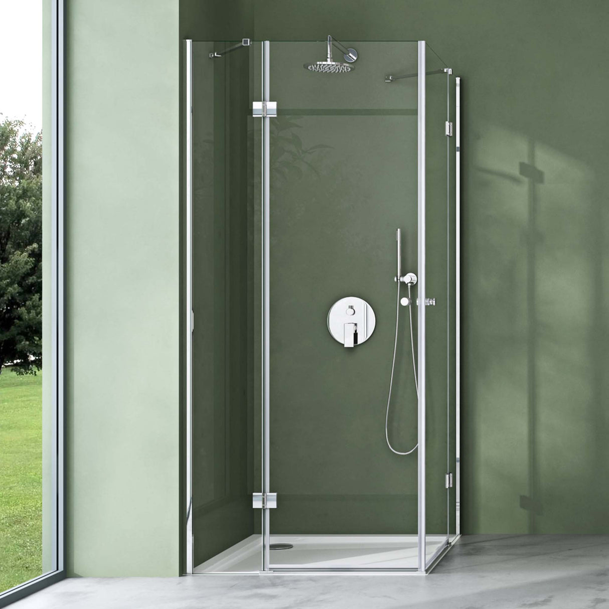 galsvilla Eckeinstieg Duschkabine Duschabtrennung Klarglas 6mm ESG-Sicherheitsglas & Lotuseffekt 2 Pendeltüren R01k