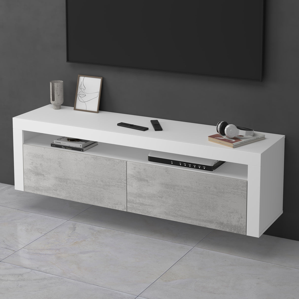 glasvilla Fernsehschrank TV Schrank Lowboard Hängeschrank 2 Türen mit Soft-Close Fernsehtisch für Wohnzimmer BTH: 160x40x46 cm Fernsehschrank01