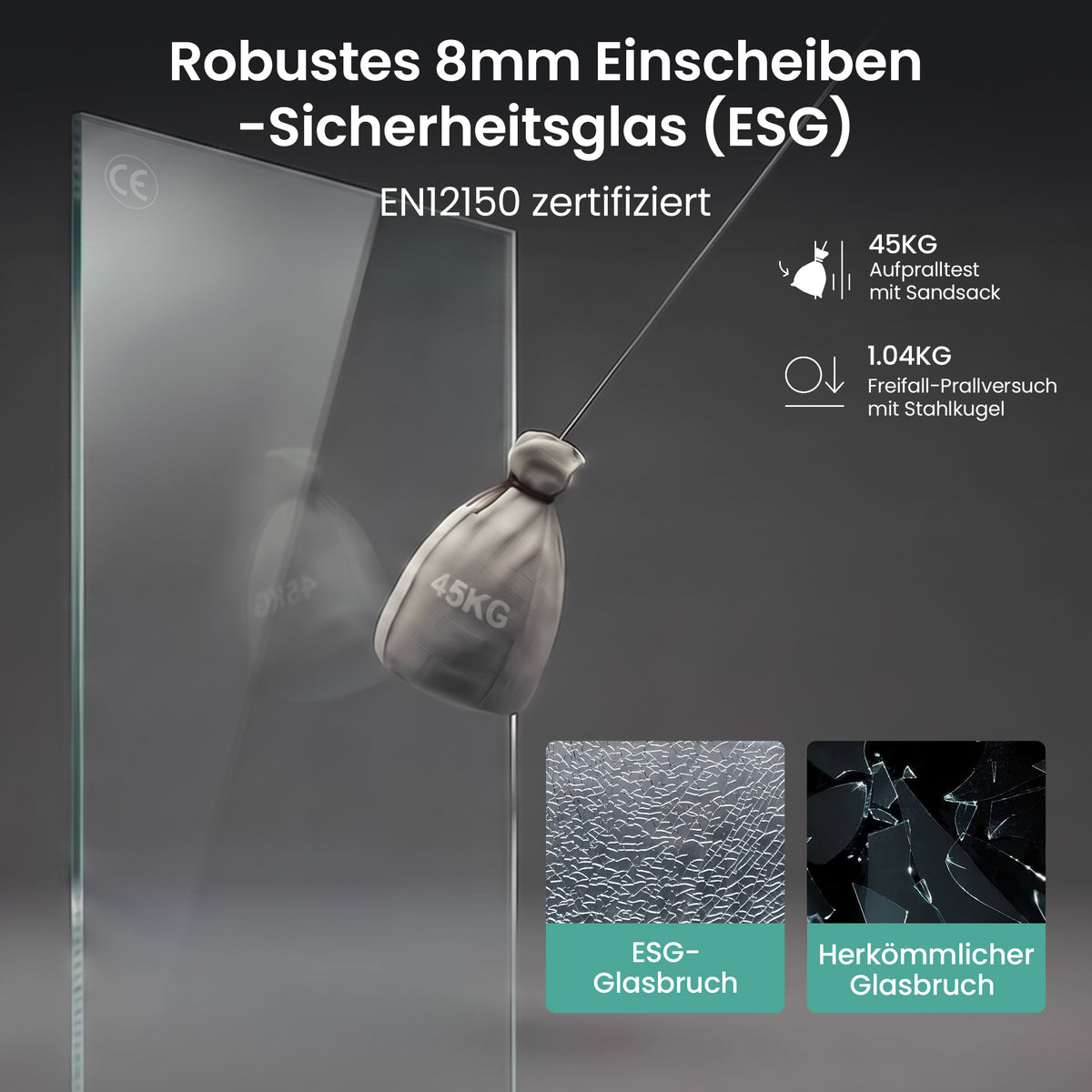 glasvilla Duschtür Nischentür dusche mit Doppelschiebetür Duschakbine Duschabtrennung, 8mm Sicherheitsglas mit Nanobeschichtung, Soft-Close-System Teramo67K