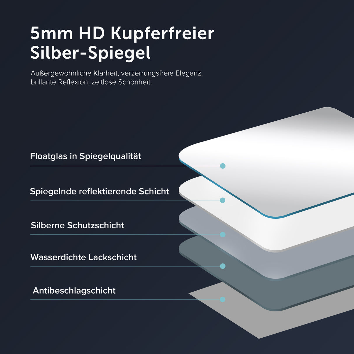 glasvilla Wandspiegel Badezimmer Spiegel LED Bad-Spiegel mit Touchschalter, Beschlagfrei durch Antifog-Schicht