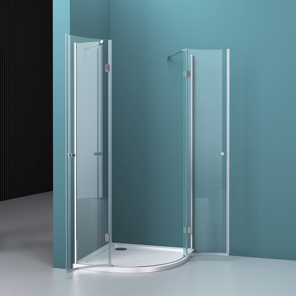 glasvilla Viertelkreis Duschkabine Milchglas Runddusche Duschabtrennung 2 Pendeltüren 6mm ESG-Sicherheitsglas Nano-Beschichtung Ravenna02K+VS