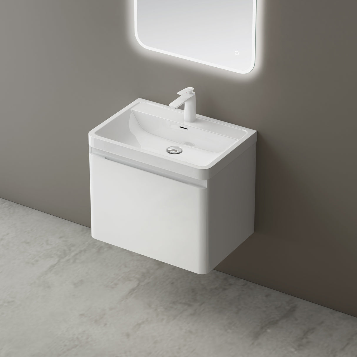 conjunto de muebles de baño glasvilla mueble de lavabo con cajones de cierre suave incluido lavabo de mineral Ancona