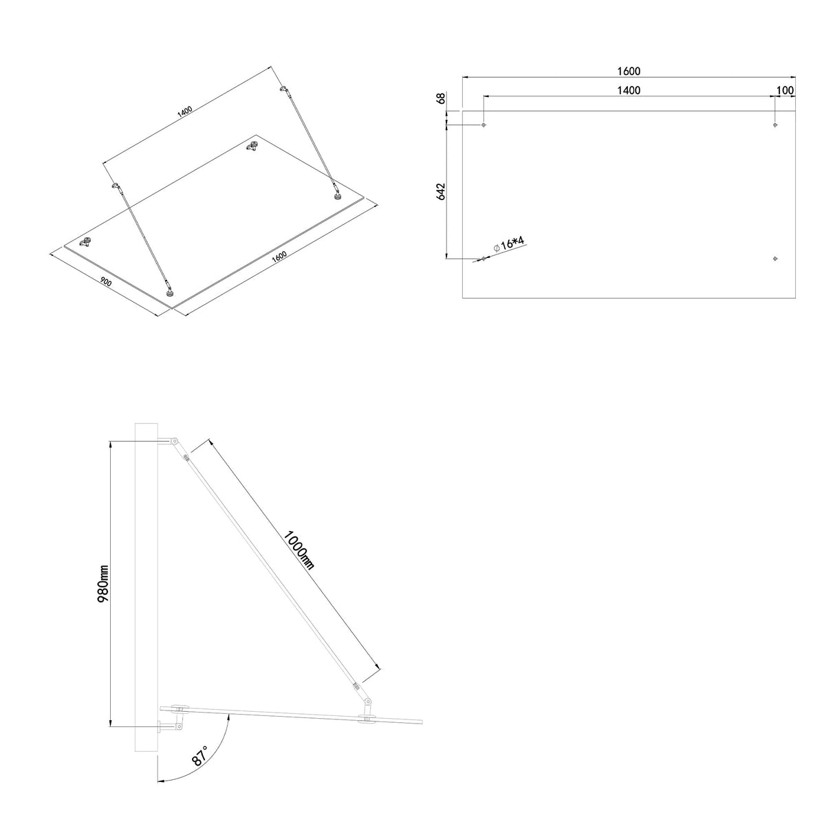glasvilla Glasvordach Überdachung Transparente VSG con SGP Folie Vordach Edelstahl Wandhalterung Regenschutz Eingangsbereich VDG02K