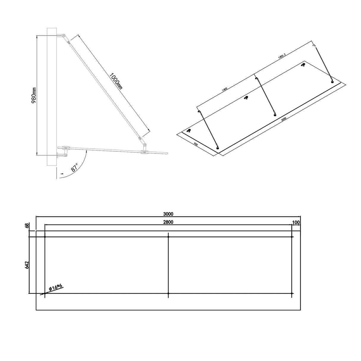 glasvilla Glasvordach Überdachung Transparente VSG con SGP Folie Vordach Edelstahl Wandhalterung Regenschutz Eingangsbereich VDG02K