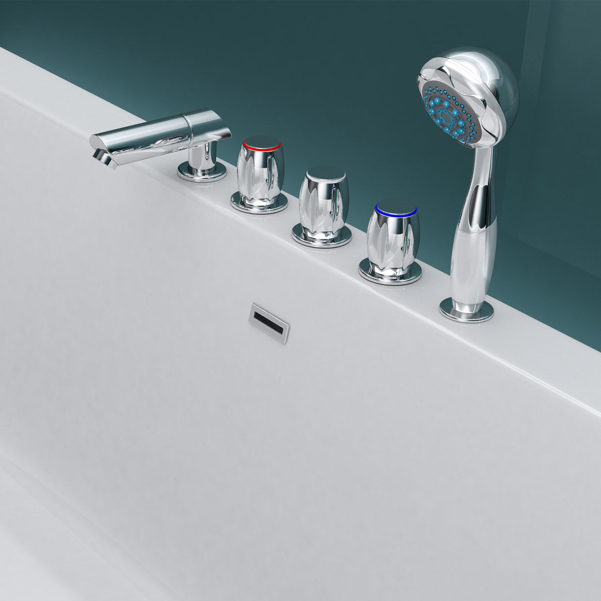 glasvilla Freistehende Badewanne Rechteck Sanitäracryl mit Armatur Standbadewanne