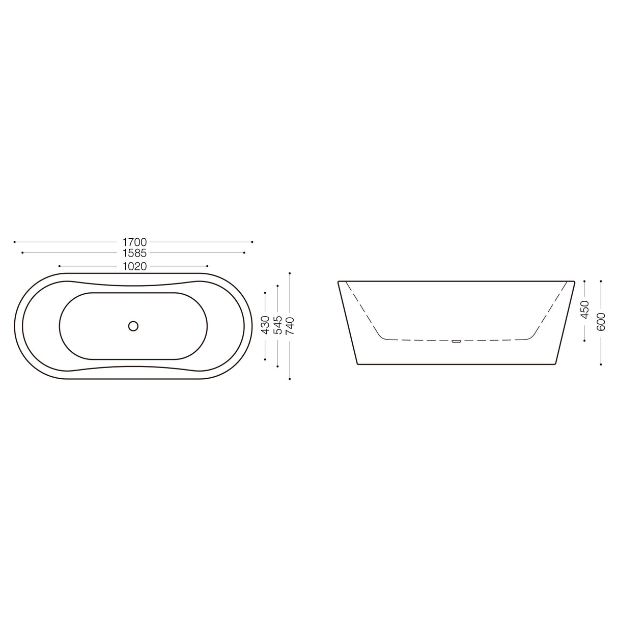 glasvilla Freistehende Badewanne Rechteck Sanitäracryl mit Armatur Standbadewanne