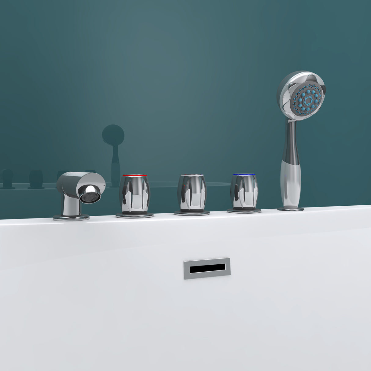 glasvilla Freistehende Badewanne Rechteck Sanitäracryl mit Armatur Standbadewanne