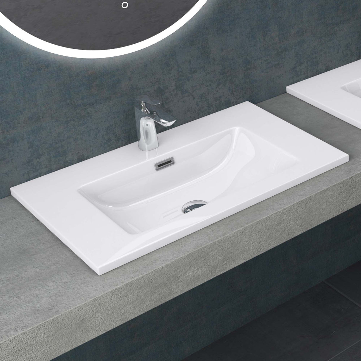 glasvilla Waschbecken Einbauwaschbecken Waschtisch Einbauwaschtisch aus Mineralguss Col02