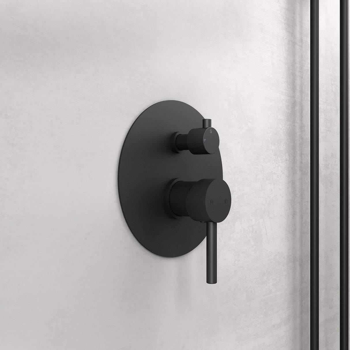 glasvilla Ducha de lluvia ahorradora de agua Sistema de ducha de bienestar negro mate con cabezal de ducha redondo (Ø 19cm) Juego de ducha con ducha de mano y mezclador monomando en diseño atemporal