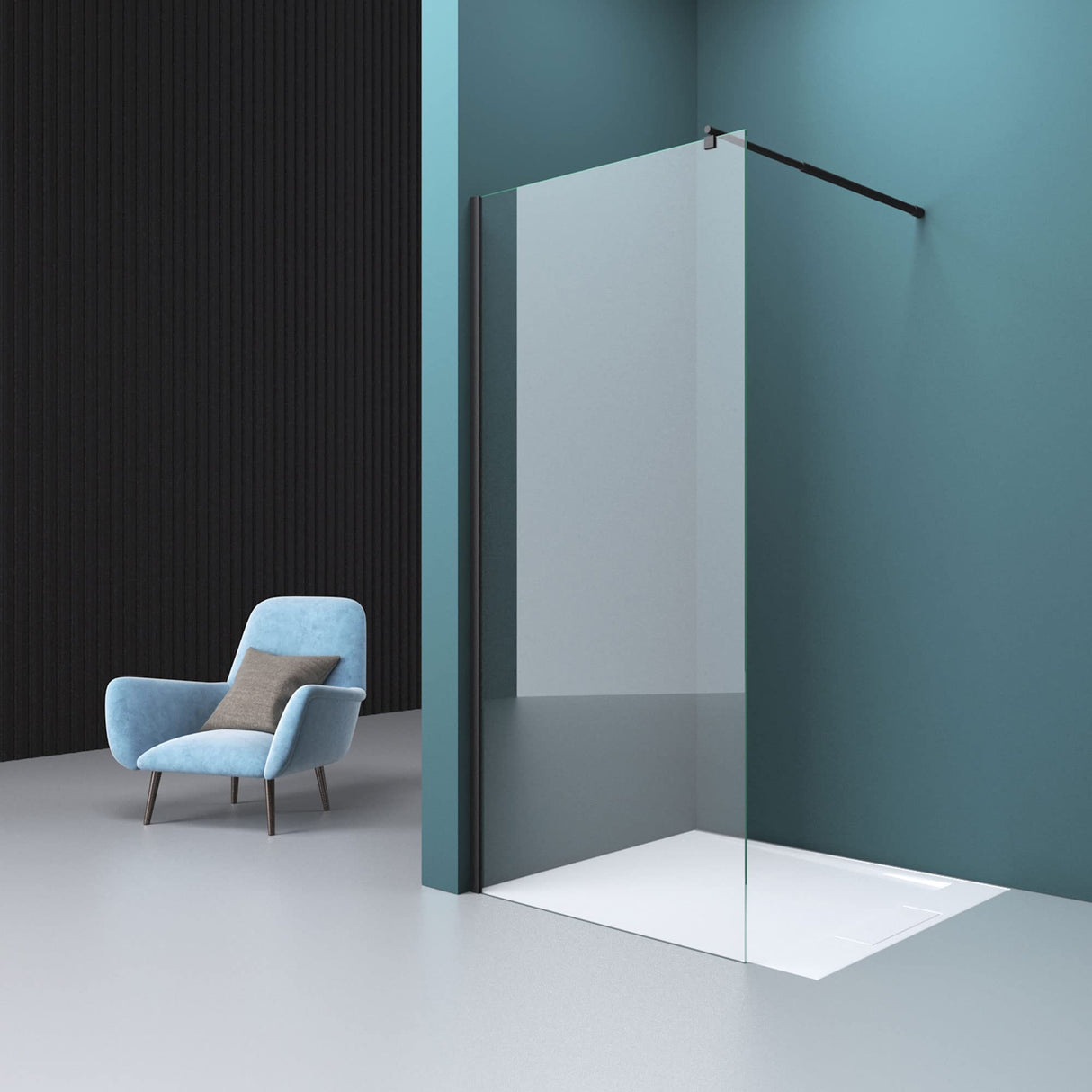 glasvilla Haltestange Duschwand Duschabtrennung Duschglaswand | Stabilisator para ducha Walk in | giratorio 180° para grosor de vidrio de 6-10 mm