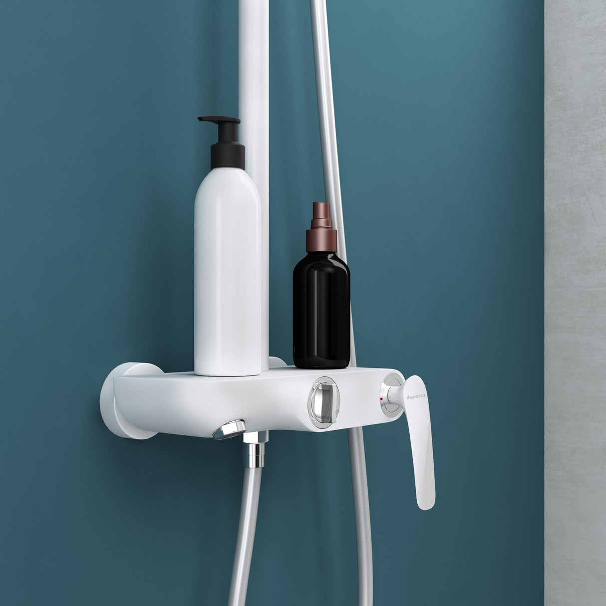 Système de douche Glasvilla avec douchette et pommeau de douche, douche de pluie, kit de fixation murale