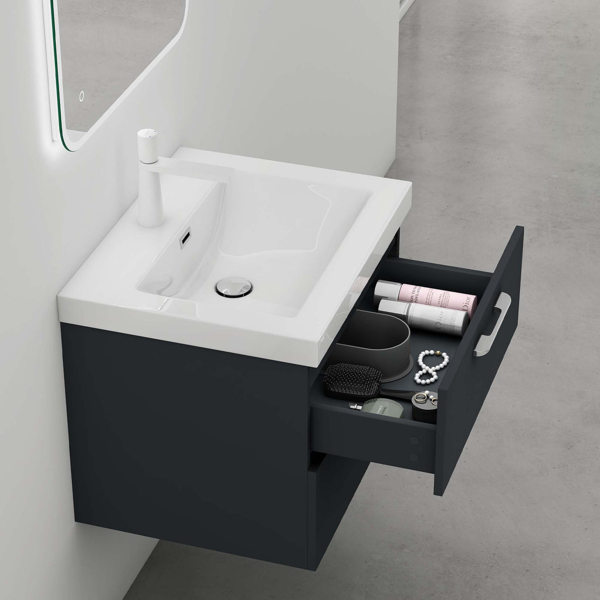 muebles de baño glasvilla 2 piezas: lavabo y mueble de baño montado Bavaria