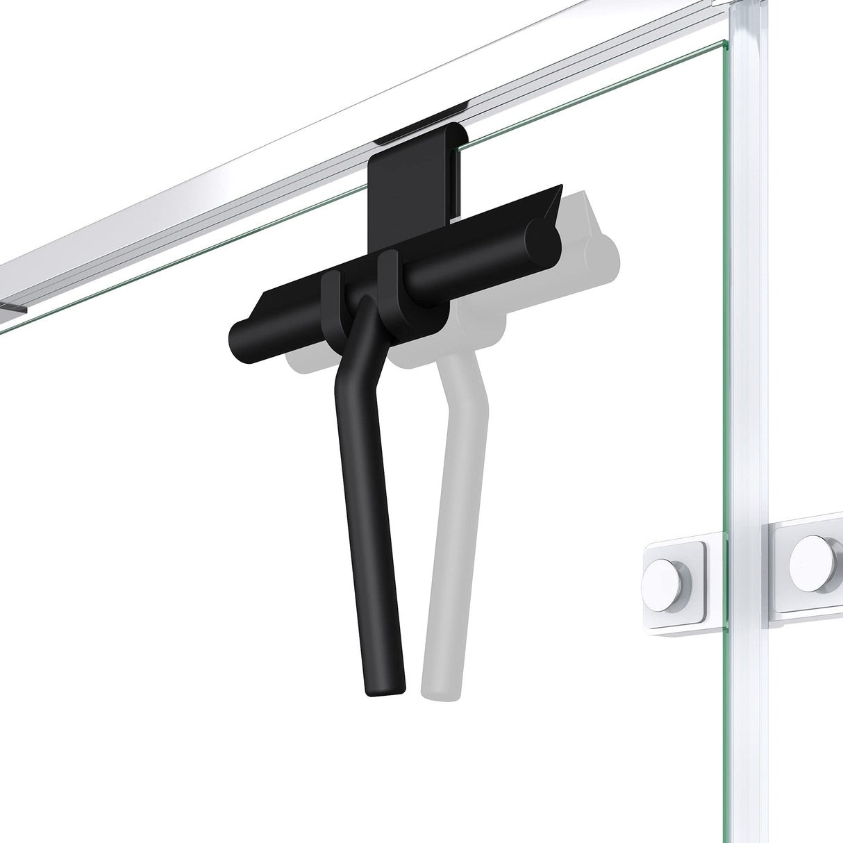 Raclette de douche Glasvilla, noir mat, avec support, raclette en silicone, 19 x 21 cm (L x l), raclette pour fenêtre de salle de bain