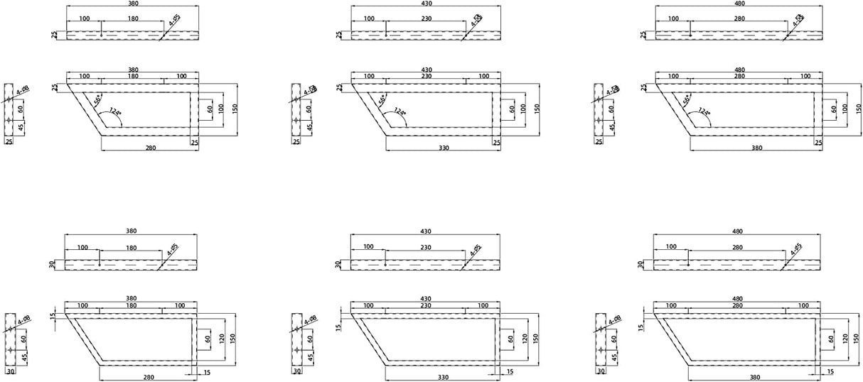 glasvilla Diseño Wandkonsole de acero inoxidable soporte de lavabo soporte de estante WH04