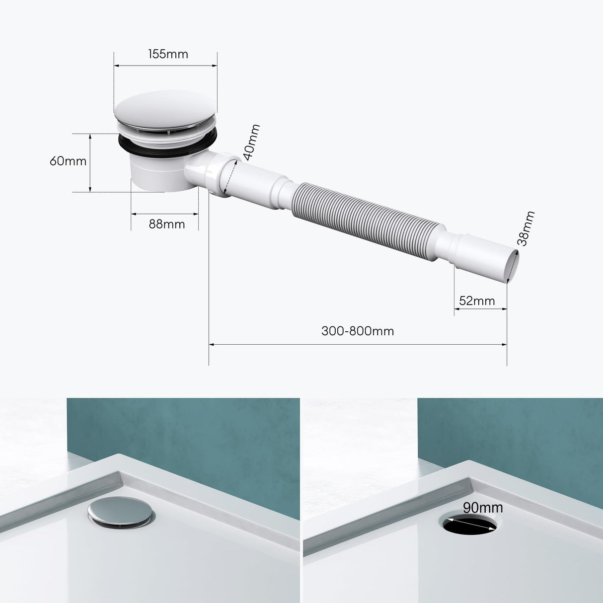 glasvilla ducha kit de desagüe para plato de ducha desagüe sifón