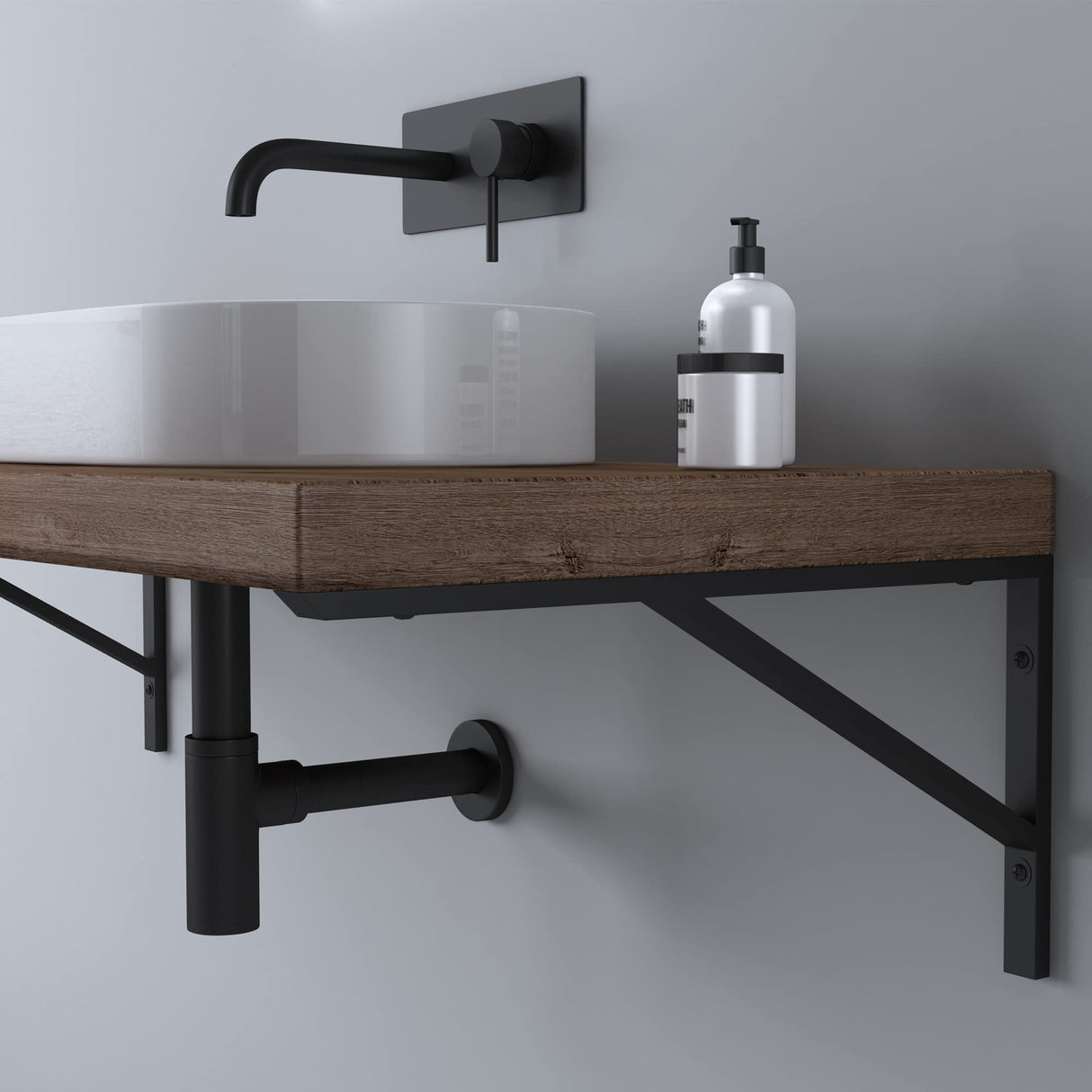 glasvilla Design Consola de Pared de Acero Inoxidable Soporte para Lavabo WH02