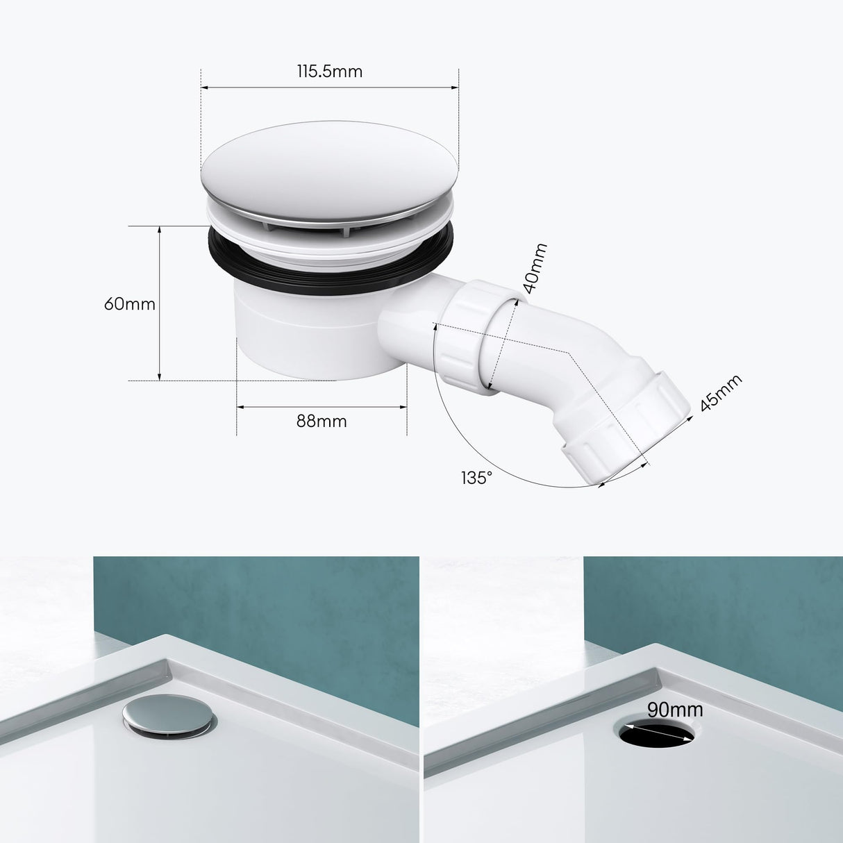 glasvilla ducha kit de desagüe para plato de ducha desagüe sifón