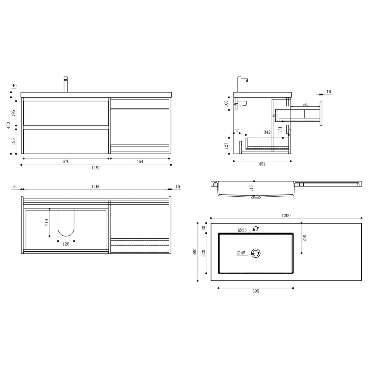 conjunto de muebles de baño glasvilla lavabo con mueble de abajo mineralguss mueble de lavabo 120x46x49cm Open