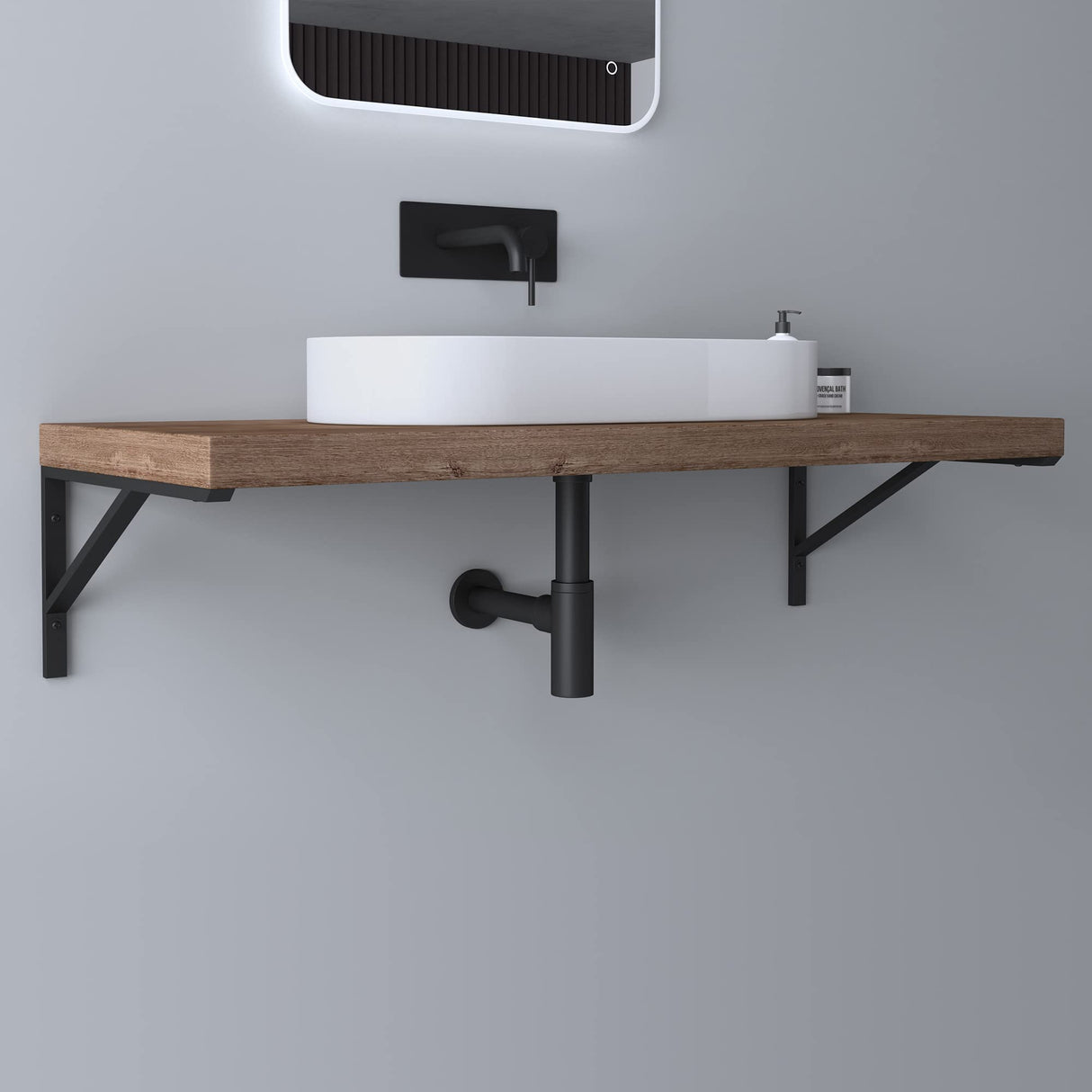 glasvilla Design Consola de Pared de Acero Inoxidable Soporte para Lavabo WH02