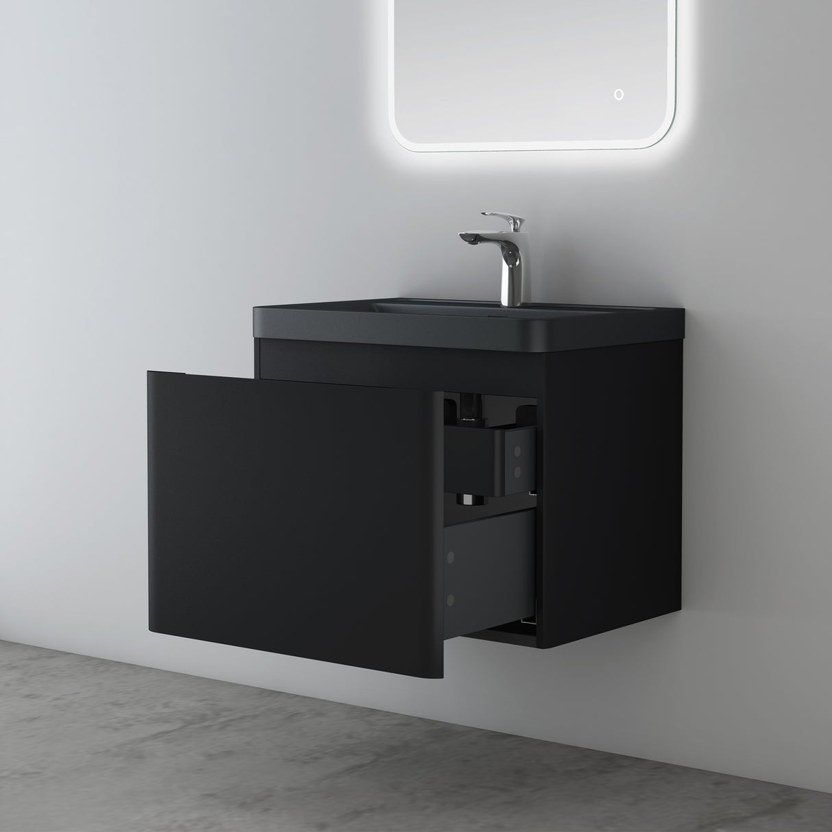 conjunto de muebles de baño glasvilla mueble de lavabo con cajones de cierre suave incluido lavabo de mineral Ancona