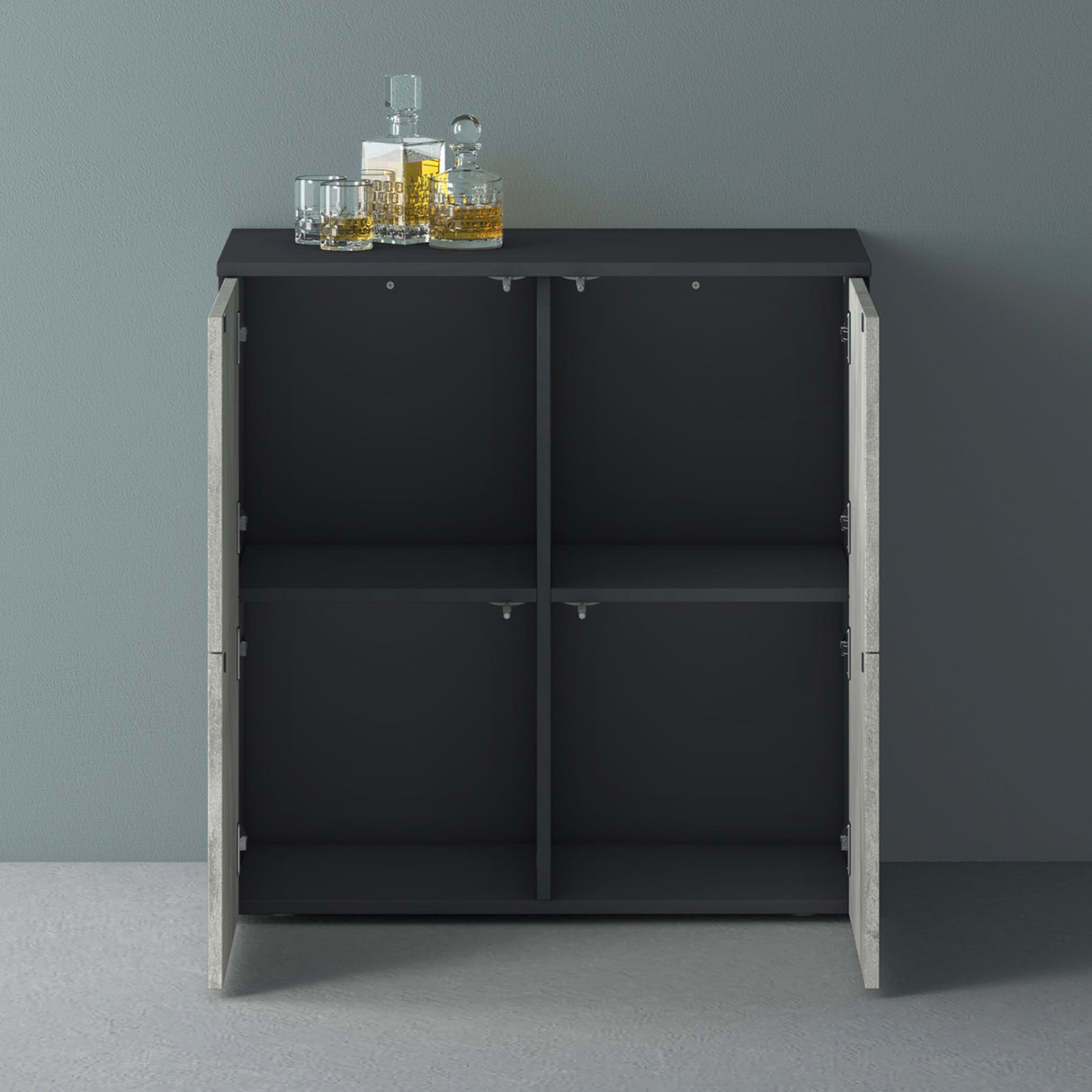 glasvilla Möbel Kommode Aufbewahrungsschrank mit 4 Türen Sideboard Schrank Mehrzweckschrank Schrank04