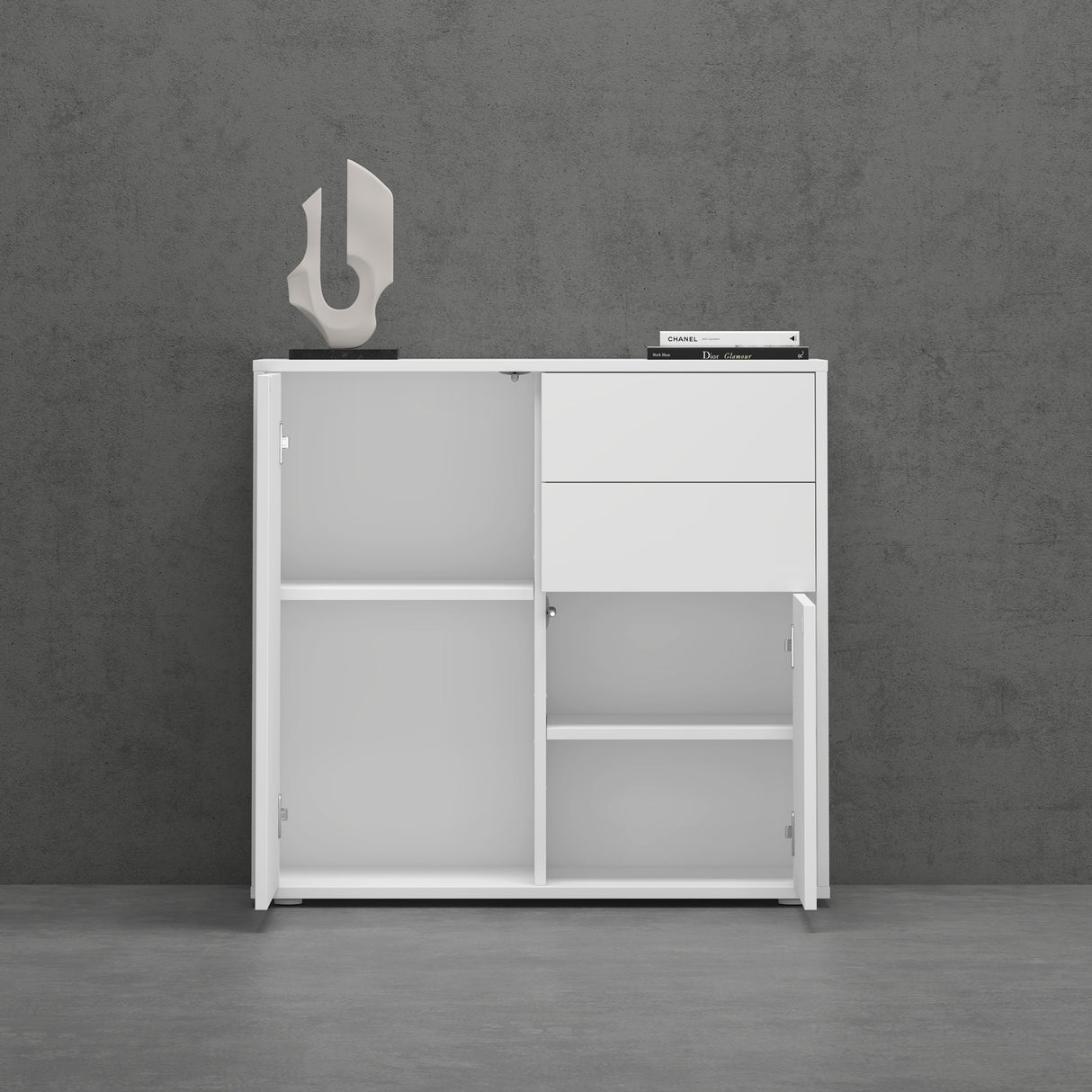 glasvilla Schuhschrank Kommode Aufbewahrungsschrank mit 2 Schränken und 2 Schubladen Sideboard Mehrzweckschrank Schrank05