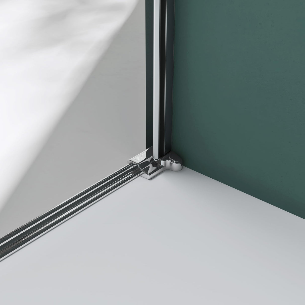 glasvilla Puerta de ducha Puerta de nicho ducha Separación de ducha Cromo y Negro Cabina de ducha Puerta oscilante 8mm vidrio de seguridad ESG con recubrimiento nano Mecanismo de elevación y descenso Vidrio claro y vidrio esmerilado Rayas Teramo36K