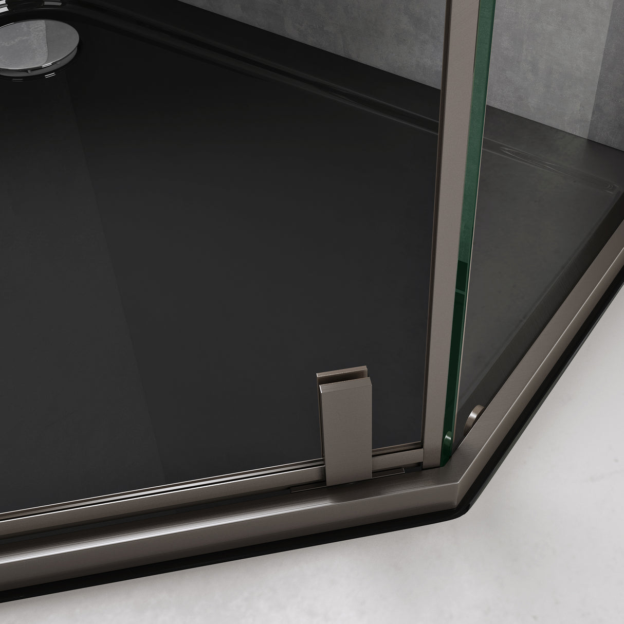 glasvilla Fünfeck-Duschkabine Echtglas 8mm ESG-Sicherheitsglas Edelstahl-Türrahmen Duschabtrennung ebenerdige Montage Ravenna68K