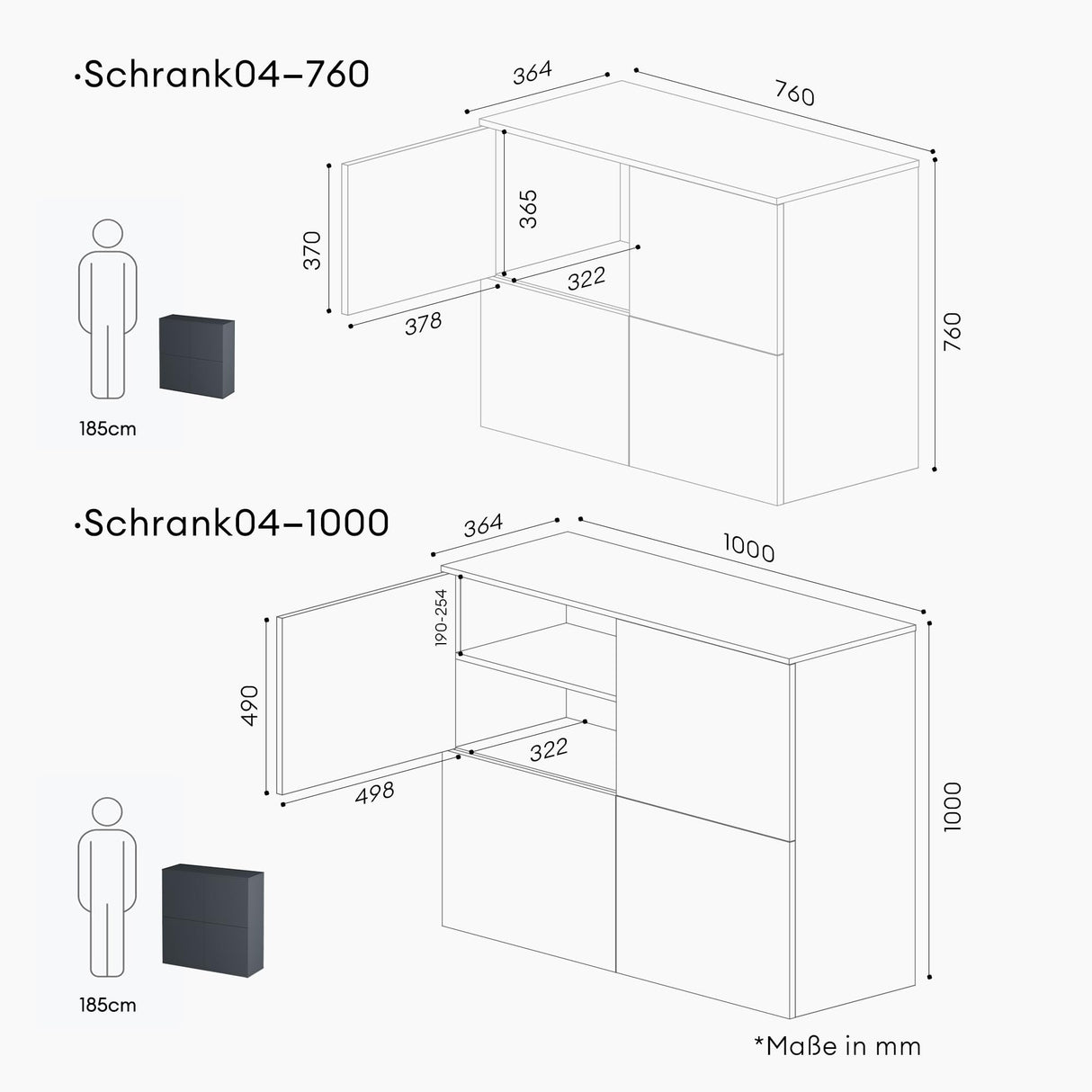 glasvilla Möbel Kommode Aufbewahrungsschrank mit 4 Türen Sideboard Schrank Mehrzweckschrank Schrank04