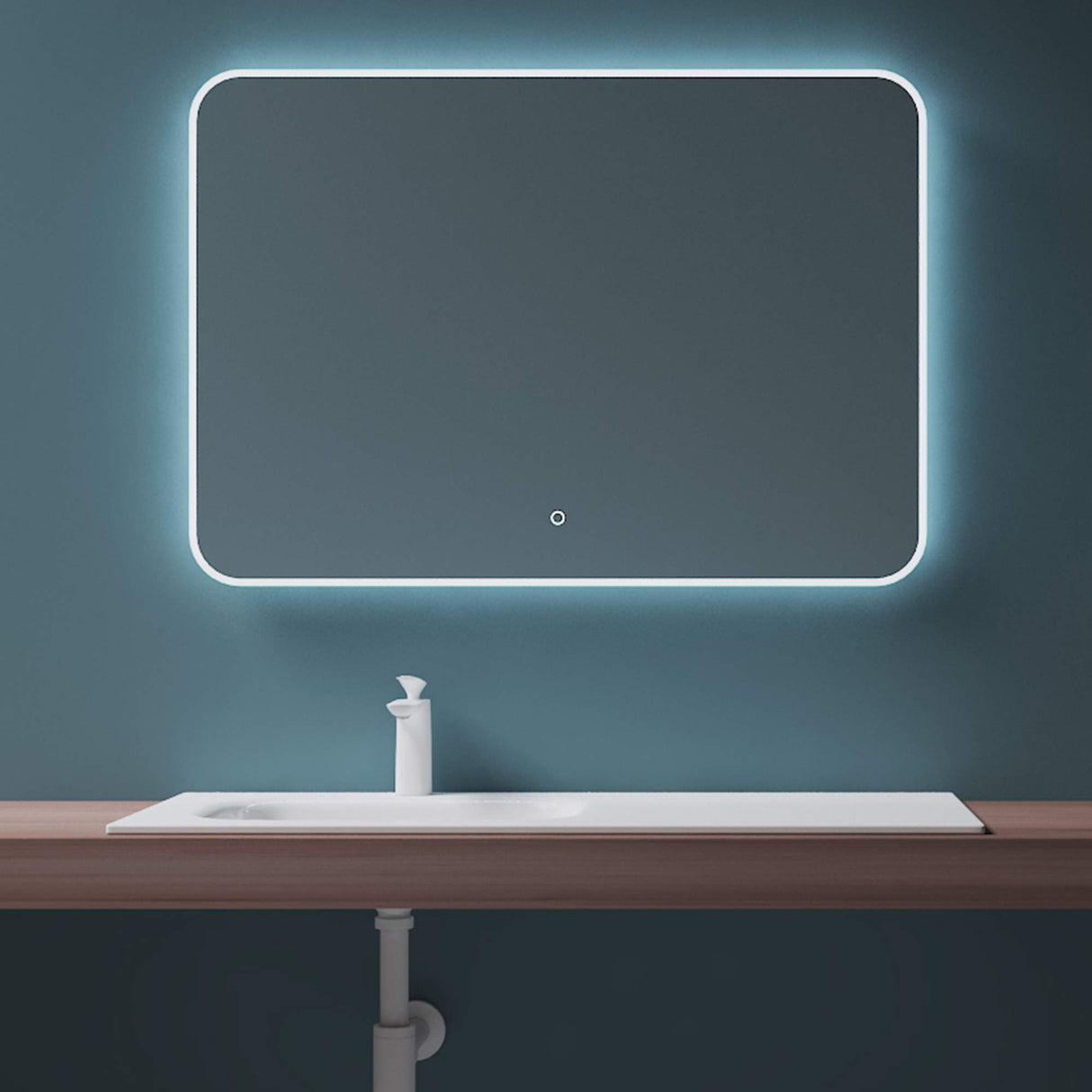 glasvilla Waschbecken Einbauwaschbecken Mineralguss Waschtisch Waschplatz große Ablagefläche rechteckig Col04