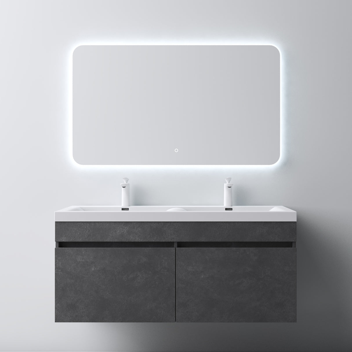 set de muebles de baño glasvilla con lavabo de mineral y mueble de baño Botanica