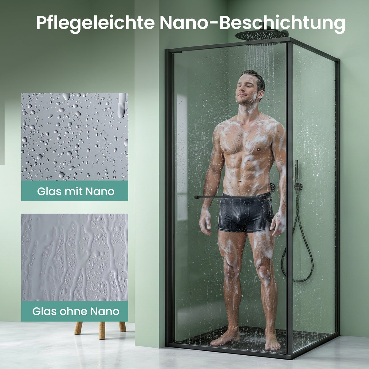 glasvilla Duschkabine Eckeinstieg mit Schiebetür nach innen, Eckdusche Duschabtrennung 195cm Höhe, 6mm ESG-Sicherheitsglas Nano-Beschichtung Ravenna69K