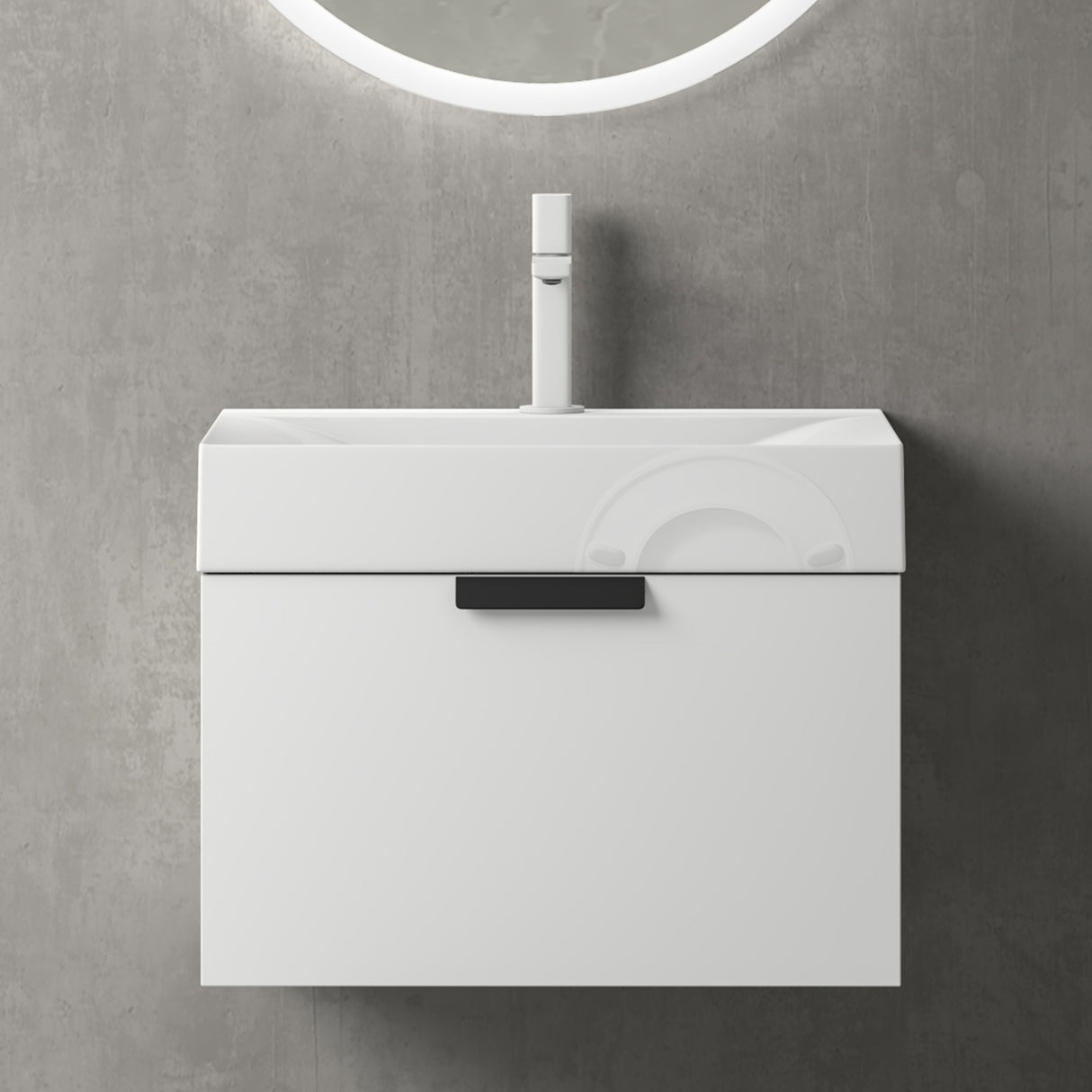 conjunto de muebles de baño glasvilla con cajón de cierre suave montaje en pared incluido lavabo Lonato