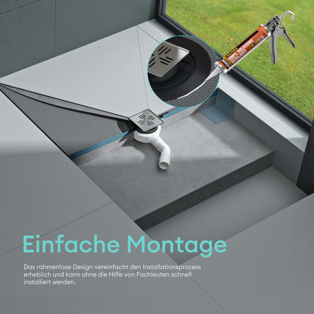 elemento de ducha glasvilla, tablero de ducha befliesbar, elementos de ducha con canal, plato de ducha a ras de suelo, placa de pendiente XPS