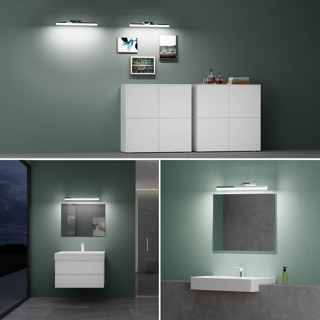 Lampe de salle de bain LED pour miroir Glasvilla 40 cm | Lampe miroir, lampe de salle de bain 6000K | Luxaris 9W rotatif à 180°