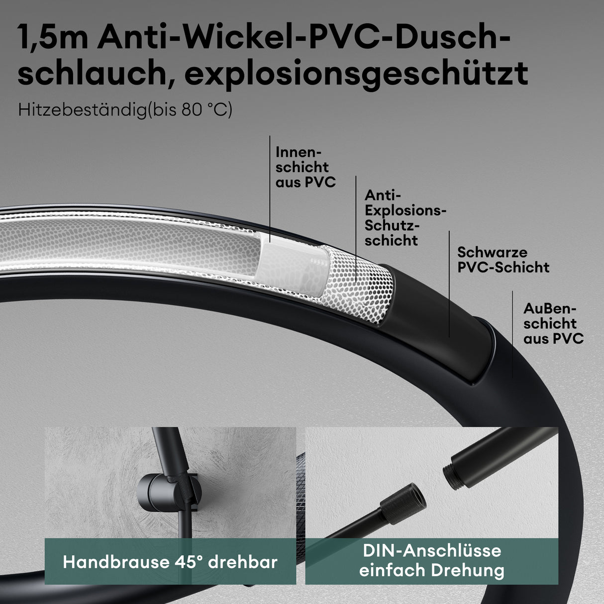 glasvilla Termostato Grifo de Bañera con Ducha de Mano Grifo de Bañera Termostato de Bañera 4 Tipos de Chorro Grifo de Pared para Bañera de Latón incl. Manguera de Ducha Sistema de Ducha8