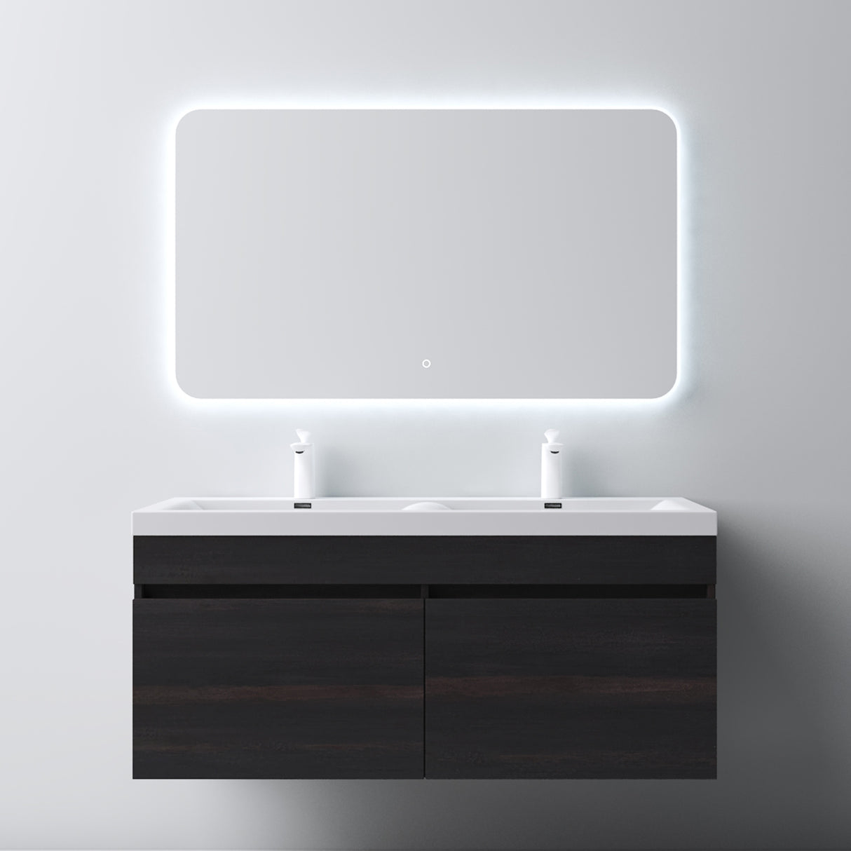 set de muebles de baño glasvilla con lavabo de mineral y mueble de baño Botanica