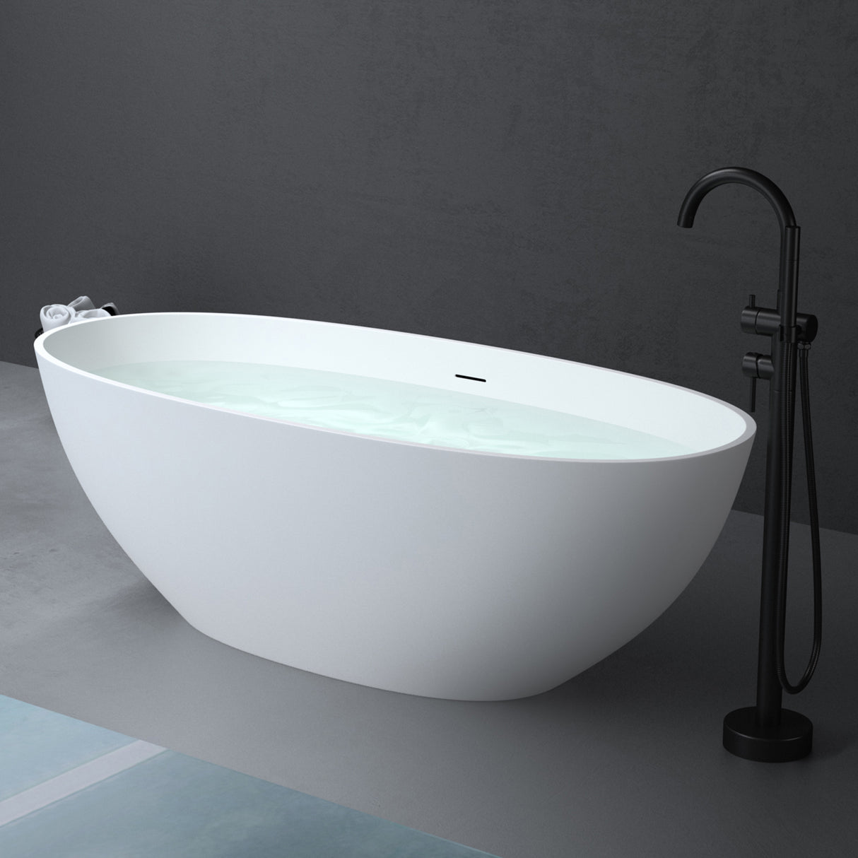 glasvilla Bañera independiente Blanco mate de mineral fundido Bañera de pie incl. sellado Nano