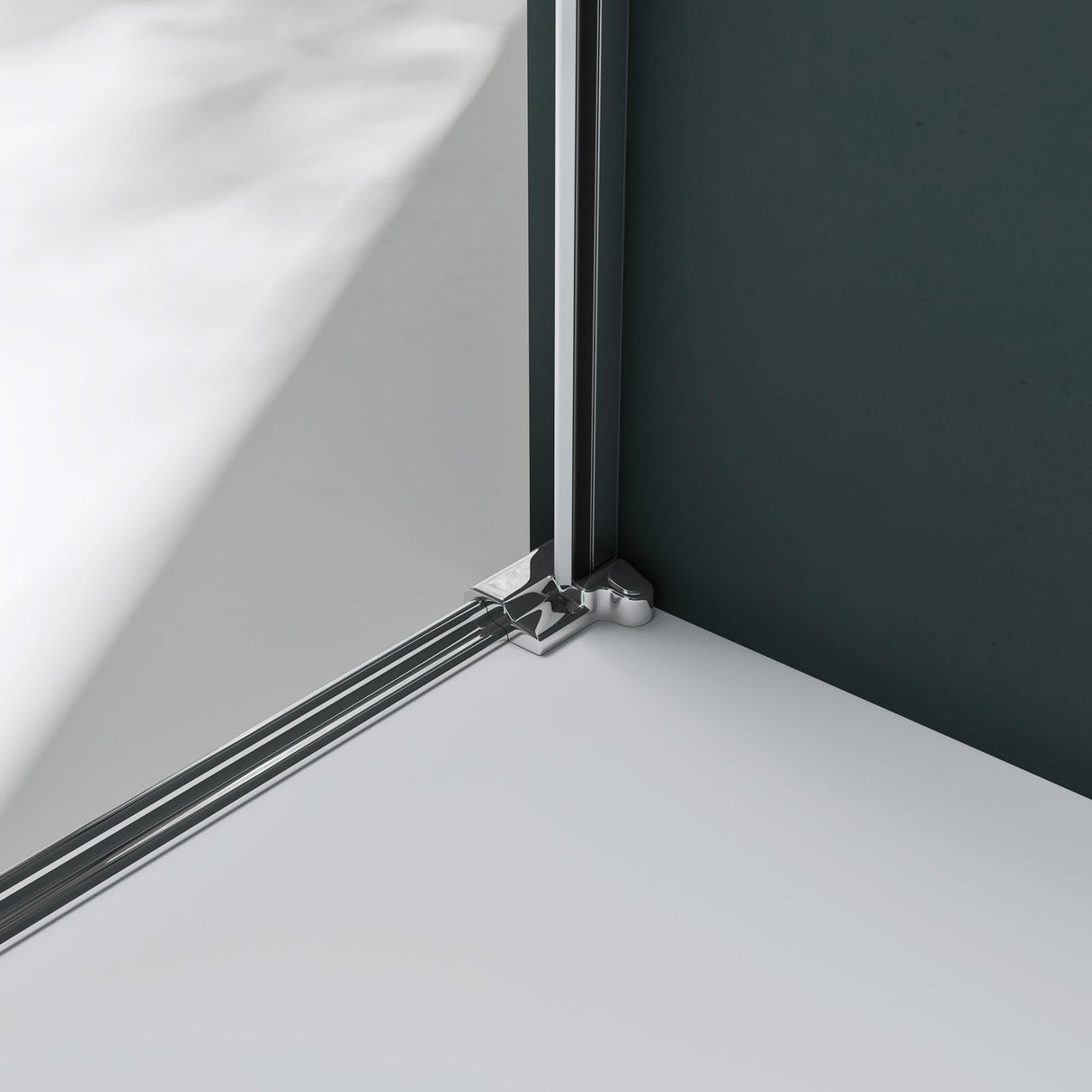 glasvilla Puerta de ducha Puerta de nicho ducha Separación de ducha Cromo y Negro Cabina de ducha Puerta oscilante 8mm vidrio de seguridad ESG con recubrimiento nano Mecanismo de elevación y descenso Vidrio claro y vidrio esmerilado Rayas Teramo36K