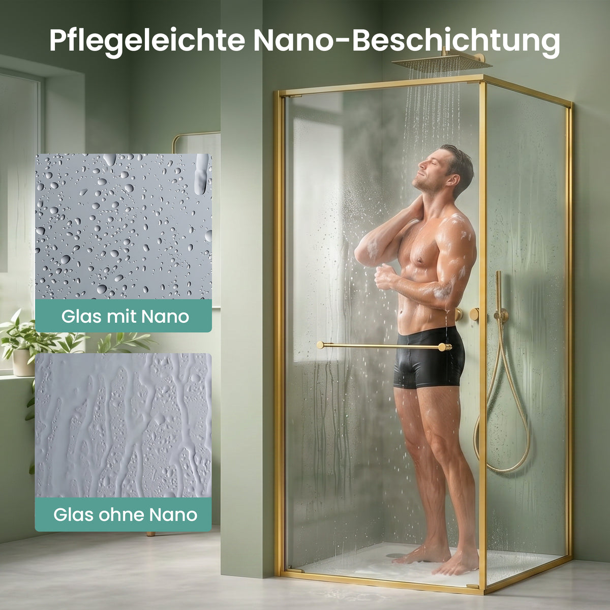 glasvilla Duschkabine Eckeinstieg mit Schiebetür nach innen, Eckdusche Duschabtrennung 195cm Höhe, 6mm ESG-Sicherheitsglas Nano-Beschichtung Ravenna69K