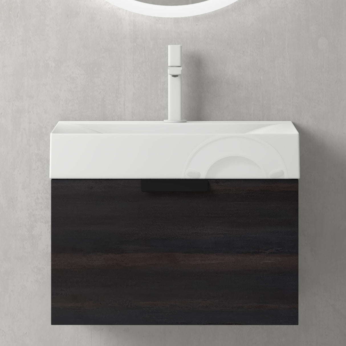 conjunto de muebles de baño glasvilla con cajón de cierre suave montaje en pared incluido lavabo Lonato