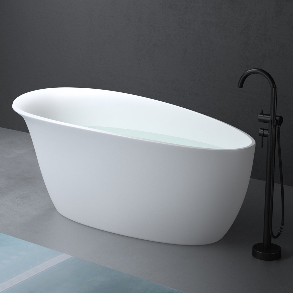 glasvilla Bañera independiente Blanco mate de mineral fundido Bañera de pie incl. sellado Nano