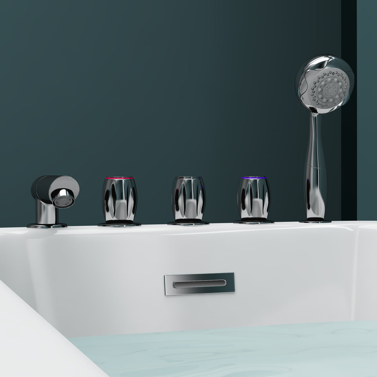 glasvilla Freistehende Badewanne Rechteck Sanitäracryl mit Armatur Standbadewanne