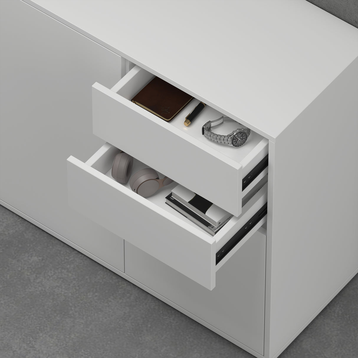 glasvilla Schuhschrank Kommode Aufbewahrungsschrank mit 2 Schränken und 2 Schubladen Sideboard Mehrzweckschrank Schrank05