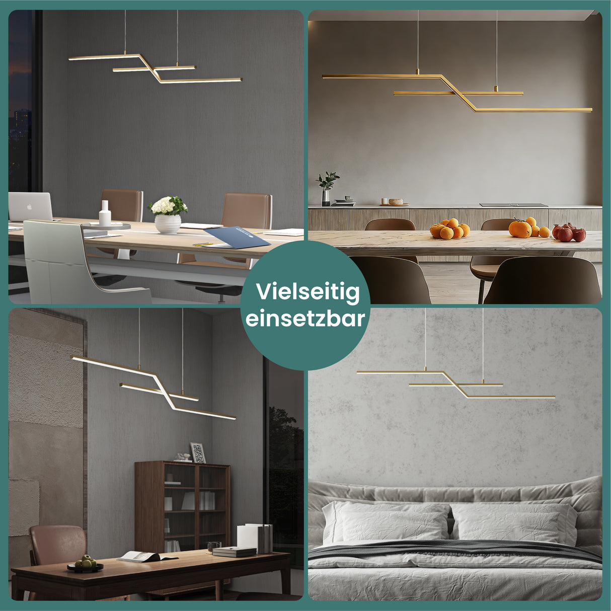 glasvilla Pendelleuchte 105cm LED Hängelampe Linear design 3000K/4000K/6000K Verstellbares Kabel 18W Hängeleuchte Alivetta7085 Luvina10