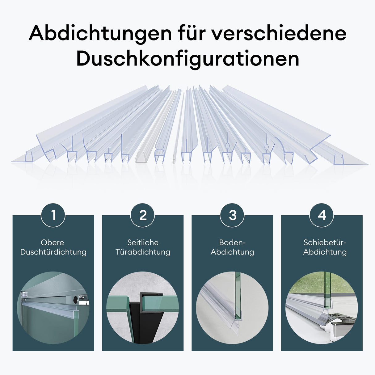 glasvilla Duschdichtung PVC | Duschtürdichtung para 6 - 8mm de grosor de vidrio | Junta de repuesto para puertas de ducha y cabinas de ducha