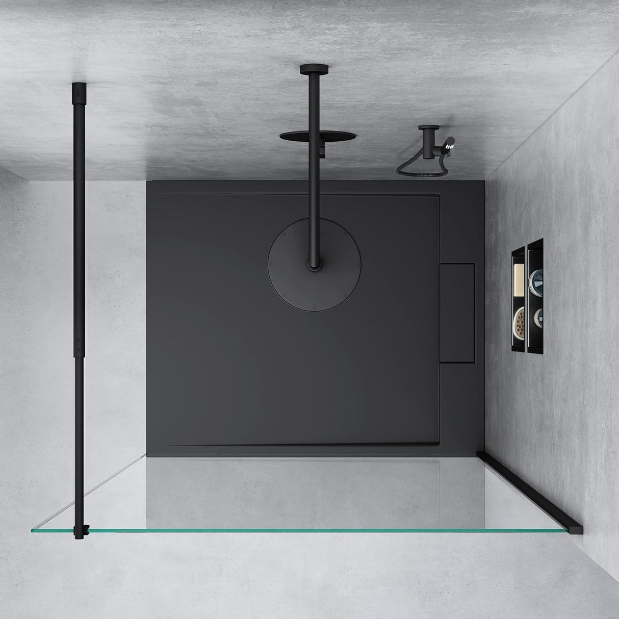 glasvilla Duschwand für Dusche Duschabtrennung Walk-In ESG-Sicherheitsglas 10mm NANO Glas BRAM1&BRAM3 Bremen2 Schwarz