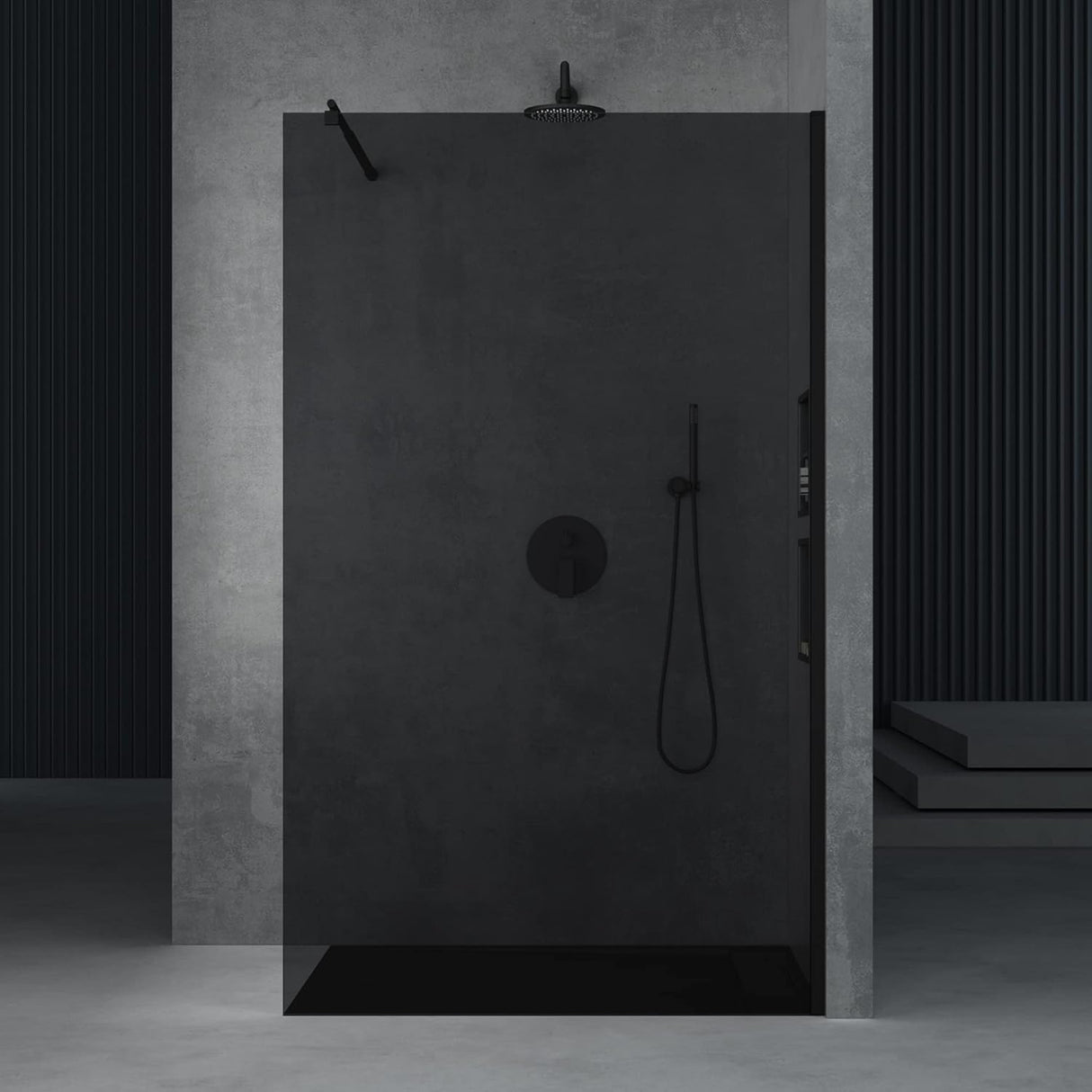 glasvilla Duschwand für Dusche Duschabtrennung Walk-In ESG-Sicherheitsglas 8mm NANO Glas BRAM1&BRAM3 Bremen1 Schwarz