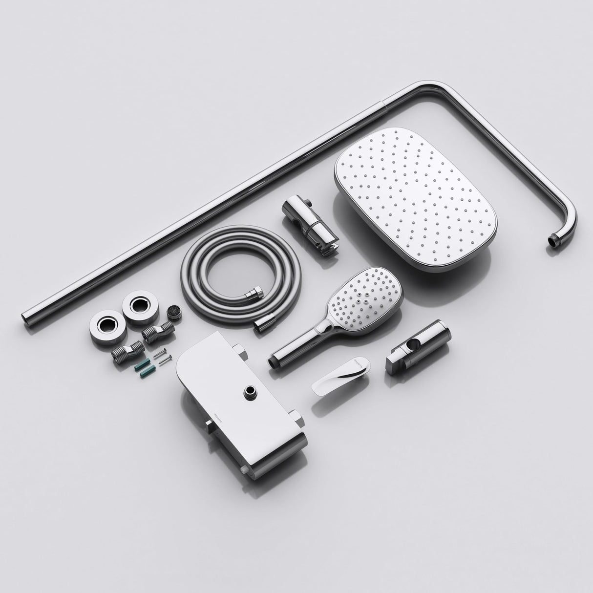 Système de douche Glasvilla avec douchette et pommeau de douche, douche de pluie, kit de fixation murale