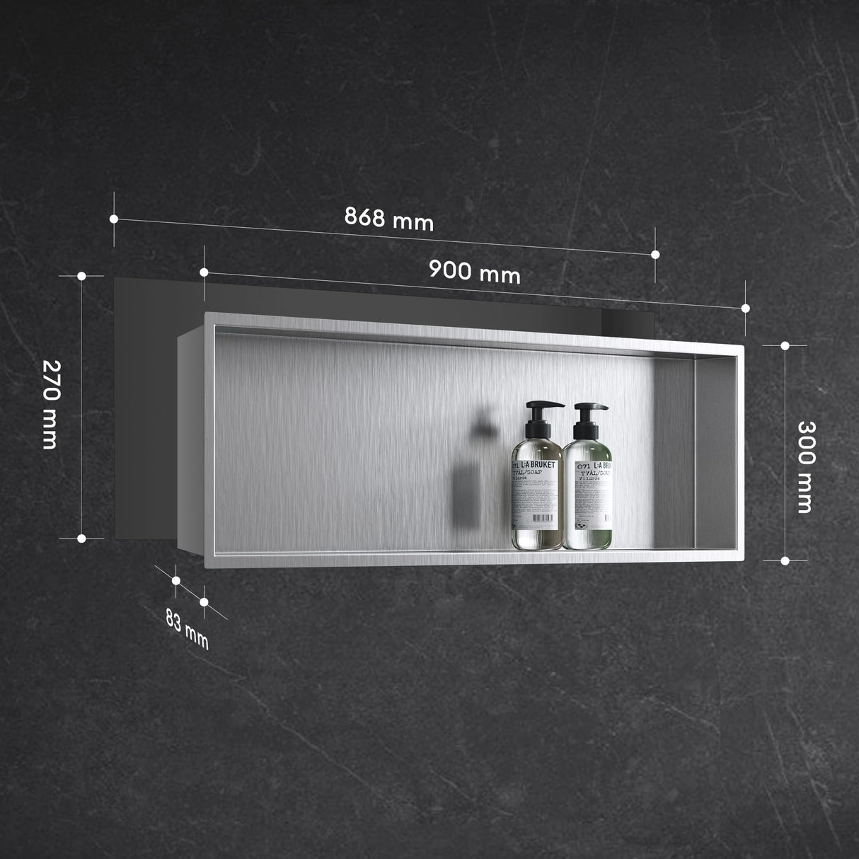 glasvilla Duschnische Bad Wandnische befliesbar aus Edelstahl Duschregal einfache Montage